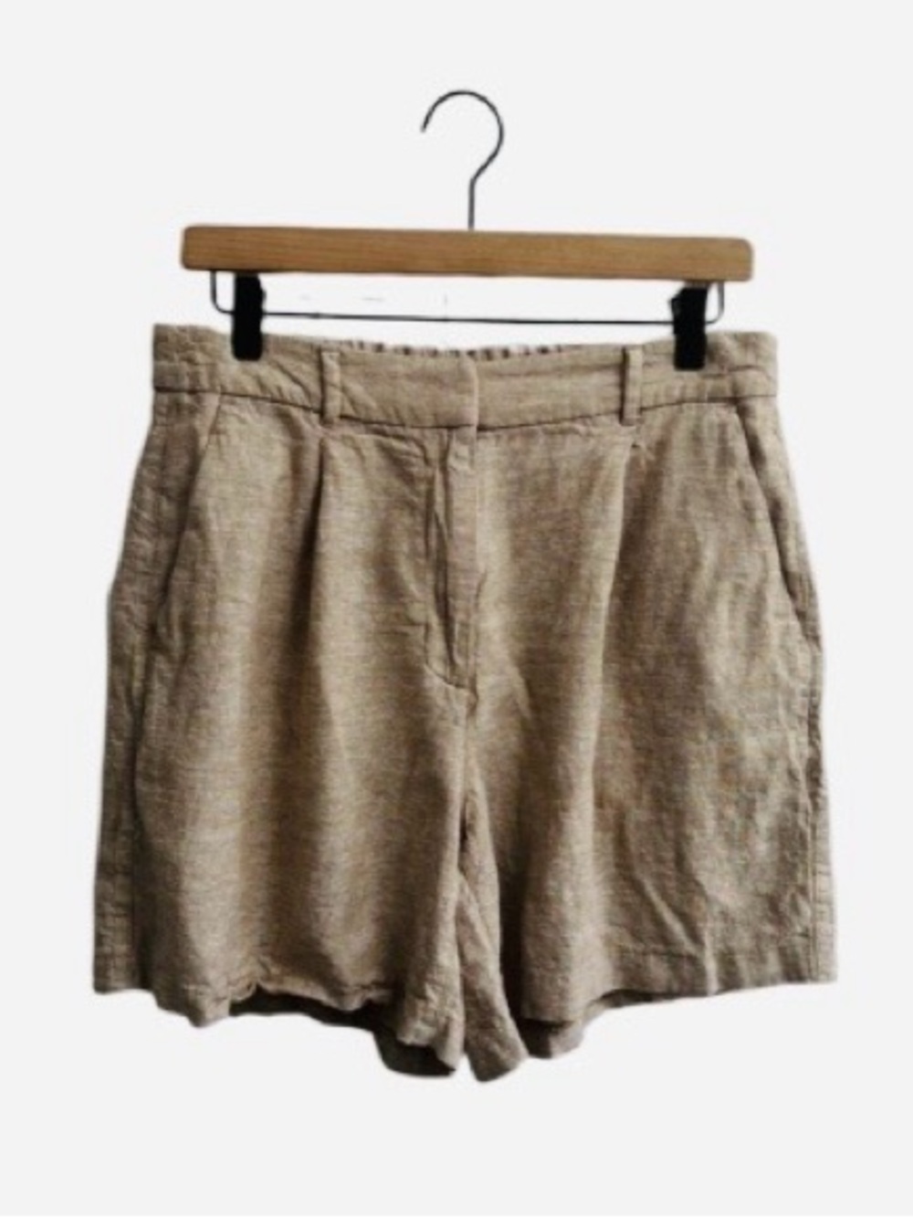 OLD NAVY-LINEN BLEND High Waist Women's Shorts in Taupe Beige